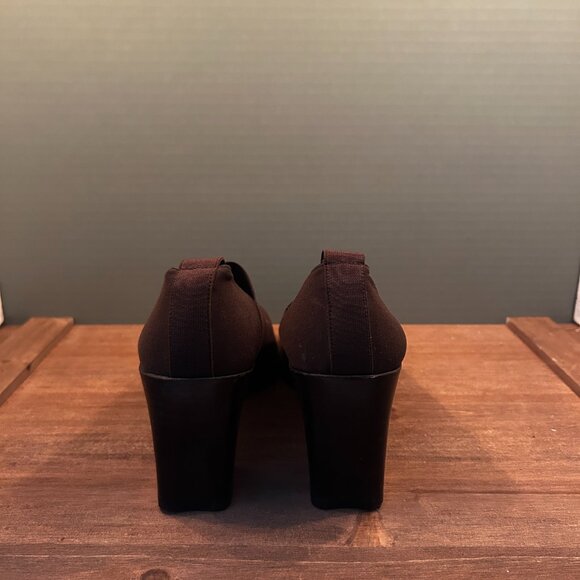 Donald J Pliner Womens Loafer Brown Fabric Block Heels Square Toe Slip On 7.5 - Picture 5 of 10